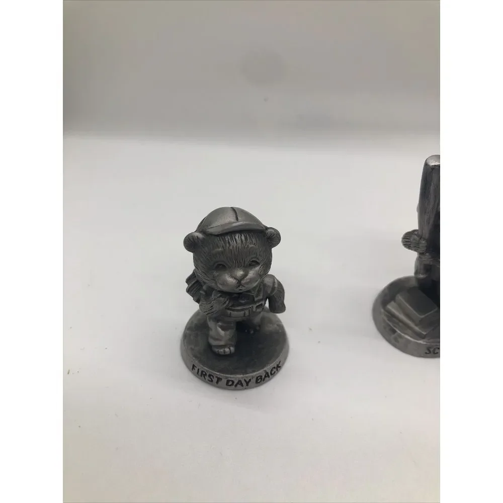 Vintage 1983 Avon Little Pewter‎ School Bears Lot of 4 Figurines